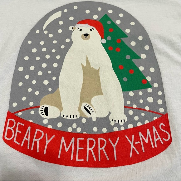 Old Navy 2pc matching PJ set BEARY MERRY X-MAS snow globe holiday size medium - Picture 3 of 9
